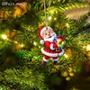 Colgante de Papá Noel de Navidad y Año Nuevo Acrílico Plano 2D Papá Noel Reno Trineo Adornos de Árbol de Navidad