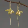 Pendientes de Aleación con Flor de Magnolia a la Moda, Modelo Popular Transfronterizo en Europa y América, Temu, Aliexpress, Shein, Venta Directa del Fabricante