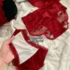 2026 Año Nuevo Chino Rojo Boda Sexy Panties de Satén y Encaje para Mujer 10A Algodón Antibacteriano Entrepierna Extendida Cintura Media
