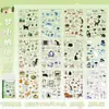 Livro de Adesivos Cortados em PET Carta de Gato Yuxian, Material de Diário de Gato Fofo Curativo com Tema Floresta, Adesivos Cênicos DIY