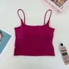Diseño de Espalda Abierta con Anillo Metálico Top sin Mangas Sexy Caliente para Mujer con Almohadillas en el Pecho Copas Fijas Banda para el Pecho