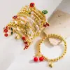2025 Nuevo Estilo Ins Europeo y Americano Transfronterizo Pulsera de Cobre con Perlas de Corazón de Cereza Oro de 18 Quilates Elegante Versátil Accesorios para la Mano