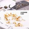 Pin para oreja de cabeza plana 6mm 8mm retención de color chapado en oro real 18K pin para oreja que no se decolora material para accesorios de joyería para aretes DIY