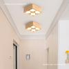 Foco Led de Techo para Sala de Estar Downlight de Montaje Superficial Luz de Caja Estilo Japonés Color Madera Luz de Rejilla Artística de Madera de Cuatro Cabezales