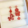 Novos Brincos de Pônei com Pérolas Incrustadas de Diamante Estilo Chinês Retro, Brincos Estilosos e Versáteis com um Toque de Luxo Leve e de Alta Qualidade