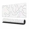 Alfombrilla de ratón abstracta de moda, alfombrilla de escritorio extragrande para juegos, líneas de contorno en blanco y negro, alfombrilla para teclado de computadora, personalizada con borde antideslizante