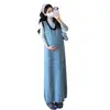Conjunto de vestido chaleco de punto para maternidad otoño e invierno estilo coreano cuello en V bloques de color conjunto de dos piezas para usar como capa que cubre el vientre ajustado para usar por fuera