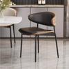 Silla de Comedor Eames Estilo Normcore Italiano, Lujo Ligero y Gama Alta, Mesa y Sillas de Comedor para el Hogar Estilo Antiguo, Silla con Respaldo de Madera Maciza y Asiento de Cuero