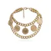 Nuevo Producto Transfronterizo Europeo y Americano, Collar de Cadena Gruesa con Retrato de Reina en Relieve de Doble Capa Personalizado para Mujer, Accesorio Simple y Versátil