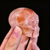 Adorno de calavera de cristal natural, calavera de cristal pulida a partir de piedra en bruto, adorno mineral original, decoración de Halloween