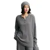 Suéter de cachemira casual, holgado, de longitud media, talla grande para mujer, con un estilo relajado, diseño versátil y tejido de lana simple