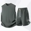 2024 verão nova moda casual terno esportivo masculino juventude solto crewneck shorts manga curta moda de duas peças