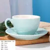 Xícara de Café Cerâmica Europeia Cappuccino Latte Art Profissional Conjunto de Xícara e Pires para Café 200ml Conjunto Preto