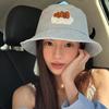 Sombrero de pescador estilo coreano con diseño de oso, bonito y dulce, para mujer, primavera y verano, combina con todo, con cabeza grande, cara pequeña, protección solar.