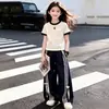 Conjunto de Verano para Niñas 2026 Nueva Moda Deportiva Manga Corta Pantalones de Pierna Ancha Conjunto de Dos Piezas Elegante Casual Ropa de Verano para Niños