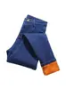 Jeans Gruesos con Forro de Polar para Otoño e Invierno, Pantalones de Lápiz Negros Adelgazantes de Cintura Alta, Pantalones Largos Skinny Elásticos de Talla Grande, Tendencia Estilo Coreano