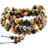 Pulsera de cuentas multi-tesoro al por mayor de fábrica 108 cuentas pulsera de sándalo colorida moda amantes hombres y mujeres joyería de mano