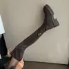 Botas largas para mujer, nueva colección otoño/invierno 2023, con plataforma gruesa, diseñadas para mujeres petite, botas por encima de la rodilla, de pierna ancha, botas de caña alta