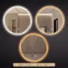 Espejo inteligente redondo transfronterizo, espejo de baño con desempañamiento por inducción e iluminación LED, montado en la pared, controlado por tacto y diseñado para maquillaje