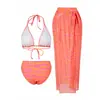 2026 Nuevo Estilo Europeo y Americano Transfronterizo Amazon Comercio Exterior Clásico Dividido Sexy Conjunto de Traje de Baño de Tres Piezas para Mujer