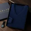 Suéter de Cachemir con Cuello en V para Hombre Otoño e Invierno Suéter de Cachemir Casual de Negocios para Hombre Camisa Base de Punto de Cachemir Puro para Hombre