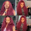 Comércio Exterior Transfronteiriço Moda Europeia e Americana Renda Frontal Vinho Tinto Pequeno Rolo Rolo Manual Cabelo Cacheado Fofo Peruca Quente Africana