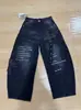 Jeans Retro Europeo y Americano con Remaches y Pierna Curva para Hombre, Nuevo Diseño de Primavera, Estilo Suelto Adelgazante para Pareja, Pantalones de Pierna Ancha