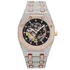 Reloj MISSFOX Reloj mecánico hueco de diamantes completos europeo y americano impermeable luminoso de acero inoxidable para hombre