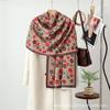 Bufanda Pequeña Floral Doble Cara Jacquard Estilo Japonés y Coreano, Otoño e Invierno Dulce y a la Moda Versátil Chal Cálido para Mujer