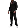 Conjunto Casual Deportivo de Moda para Hombre con Camisa Henley de Rayas y Pantalones - Venta Caliente Otoñal Europea y Americana en Amazon