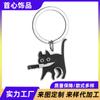 Chaveiro de aço inoxidável com pingente de gato de desenho animado para colar, pingente fofo, joia de personalidade
