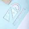 Set de reglas para prevención de miopía para estudiantes de primaria grados 1-6, set especializado de reglas incluyendo regla recta, escuadra y transportador, multifuncional