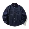 Camisa de Mezclilla de Manga Larga Color Original Otoño Rumeng para Hombre, Marca de Moda, Elegante y Versátil, Estilo Ropa de Trabajo Casual, Chaqueta Superior con Cuello de Solapa