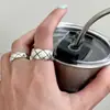 Anel Geométrico em Forma de Diamante para Mulheres, Design de Onda Simples e Fashion, Anel Aberto Novo Tendência, Anel para Dedo Indicador Nicho Estilo Ins