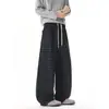 Estilo: Preguiçoso, Fluido, Relaxado, Marca da Moda, Tamanho Grande, Outono, Calça Casual de Perna Reta, Tamanhos Masculinos, Calça Longa de Perna Larga, Old Money