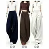 Calça Feminina de Algodão Ecológico Selecionado com Cuidado, Perna Curva, Nova Coleção Outono, Cintura Alta, Emagrecimento, Perna Larga, Solta, Moda, Para Pessoas Altas, Calça Casual