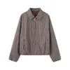 Chaqueta de punto a rayas teñida en hilo, versátil, con bajo abombado, moda casual nueva de primavera para mujer, transfronteriza AliExpress 2026