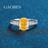 Nicho de luxo leve s925 prata esterlina flor de gelo corte diamante vermelho diamante amarelo diamante rosa anel de diamante feminino moda casamento anel de diamante jóias de prata atacado