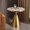 Mesa de centro de losa de roca de lujo ligero para espacios pequeños, mesa redonda pequeña minimalista moderna para sala de estar del hogar, mesa de alta gama para ocio y discusión para clubes