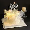 Celebración de Internet Tanabata Día de San Valentín Horneado Pastel Adornos Decorativos Hermoso con Luz Mariposa Cumpleaños Confesión Enchufe
