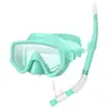 Traje de snorkel, máscara de gran campo de visión, snorkel semiseco, traje de buceo de silicona con espejo, equipo de buceo de dos piezas