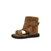 Novos Sapatos Tendência de Verão Sandálias Infantis Sandálias de Cano Alto Estilo Coreano para Meninas Botas Sandálias Romanas Estilosas com Fivela para Meninas