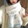 Bufanda de Punto Estilo Coreano Imitación Minka Copo de Nieve Azul para Mujer en Otoño e Invierno Protección Cálida para el Cuello Bufanda Gruesa para Estudiante