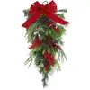 Árbol de Navidad de Piña Invertida con Forma de Gota de Agua Lazo de Terciopelo Guirnalda Artificial Colgante Decoración de Escaleras del Hogar Ratán