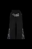 Traje Deportivo Patchwork Oscuro Estilo Urbano Sudadera con Capucha Bordada de Marca de Moda Pantalones Deportivos Anchos con Abertura Lateral Unisex