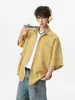 Camisa de Manga Corta a Cuadros Color-Block "Limón Fresco" para Hombres y Mujeres, Camisa Juvenil Estilo Miu de Verano, Camiseta Holgada de Moda