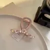 Grampo de Cabelo Flor de Strass Cor de Rosa Manta, Presilha de Cabelo Elegante e da Moda de Luxo Leve, Presilha Shark de Alta Qualidade Coreana para Traseira da Cabeça