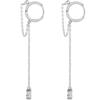 Pendientes largos de plata s925 con forma de círculo para mujer, de Corea del Sur, elegantes, sencillos, con borlas de diamantes y hebilla para adelgazar el rostro.