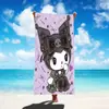 Toalha Estampada Série Kuromi Toalha de Banho Toalha de Banho Desenho Animado Toalha de Praia Quadrada Microfibra Secagem Rápida Gato Kt