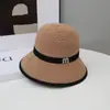 Nova primavera e verão pescador chapéu proteção solar chapéu palha malha oca cúpula bucket chapéu estilo ocidental all-match dobrável